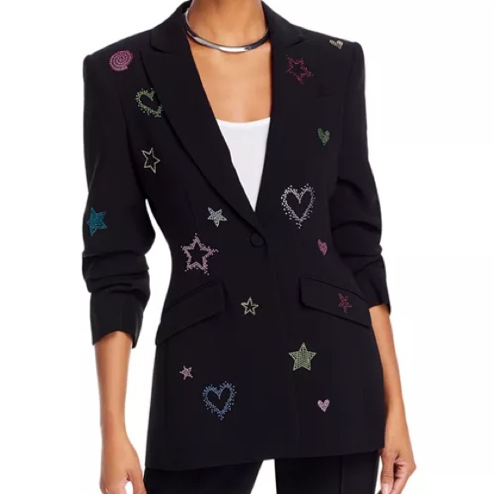 Cinq à Sept Black Blazer with Colorful Embroidery